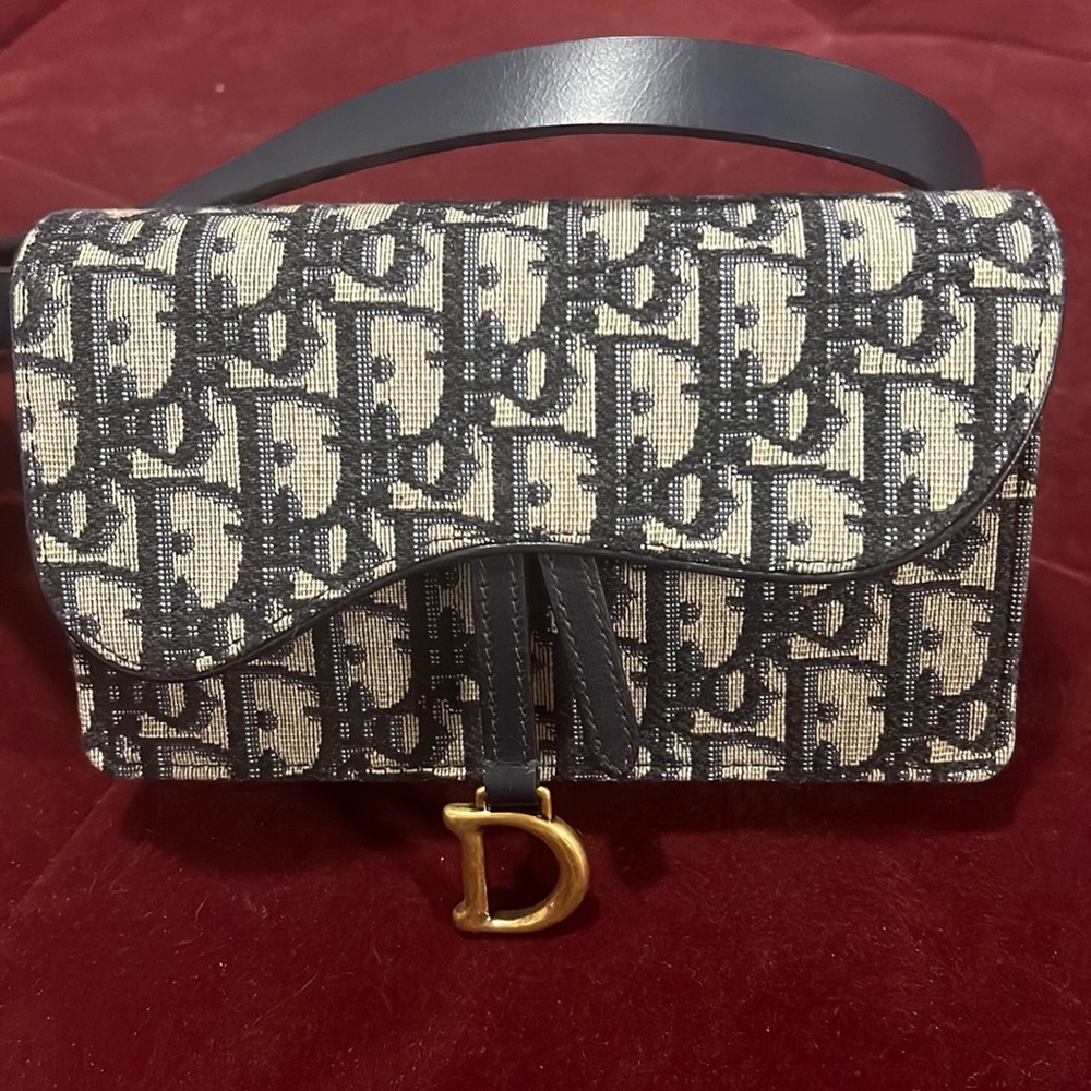 Dior Saddle Belt Pouch Blue Dior Oblique Jacquard